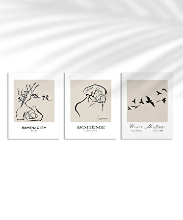 Çerçevesiz Poster Bohème ve Simplicity Dekoratif 3'lü