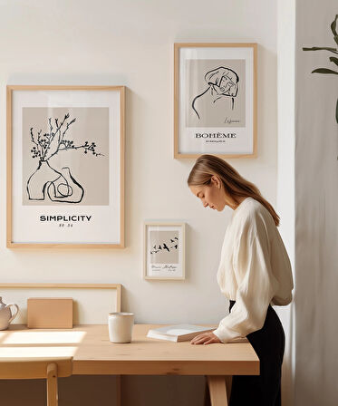 Çerçevesiz Poster Bohème ve Simplicity Dekoratif 3'lü