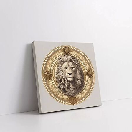 Yuvarlak Aslan Kanvas Tablo