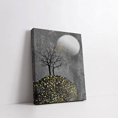 Dolunay ve Ağac Kanvas Tablo