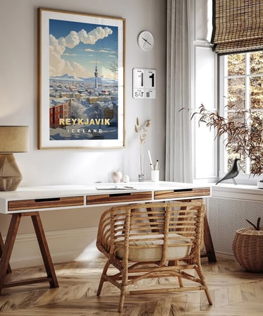 Çerçevesiz Poster Reykjavik Kış Güzelliği