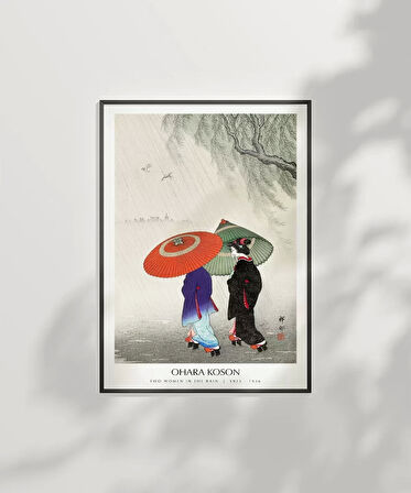 Çerçevesiz Poster Ohara Koson Yağmurda İki Kadın