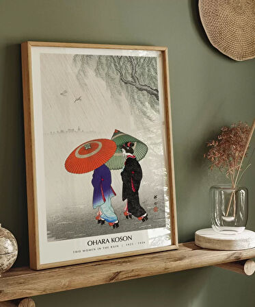 Çerçevesiz Poster Ohara Koson Yağmurda İki Kadın
