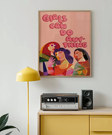 Çerçevesiz Poster Kız Çocukları Her Şeye Kadir