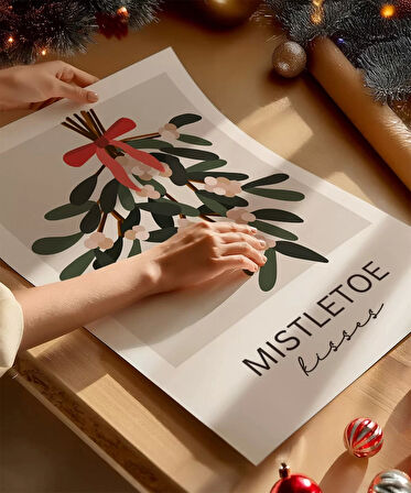 Çerçevesiz Poster Yılbaşı Sofrasına Özel Mistletoe