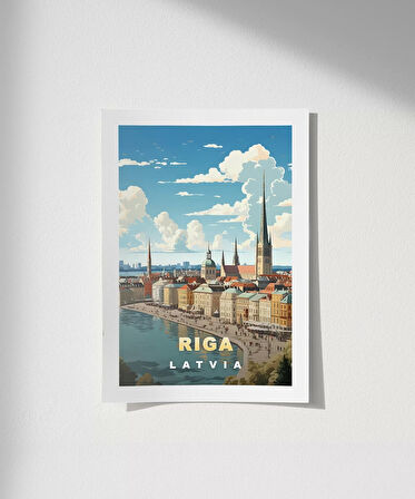 Çerçevesiz Poster Riga'nın Büyüleyici Silüeti