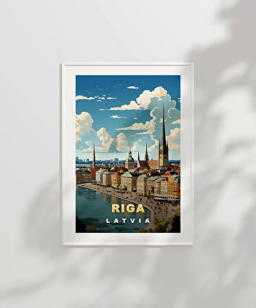 Çerçevesiz Poster Riga'nın Büyüleyici Silüeti