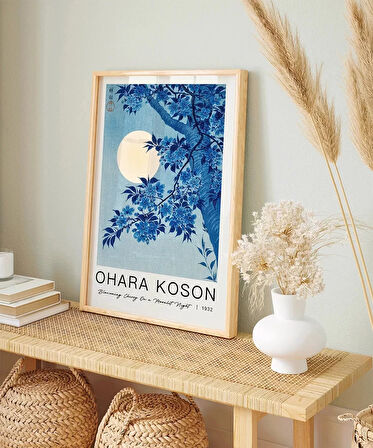 Çerçevesiz Poster Ohara Koson Mehtaplı Gecede Çiçek Açan Kiraz