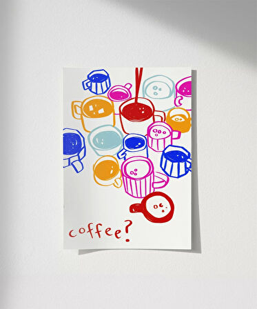 Çerçevesiz Poster Renkli Kahve Dünyası