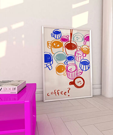 Çerçevesiz Poster Renkli Kahve Dünyası