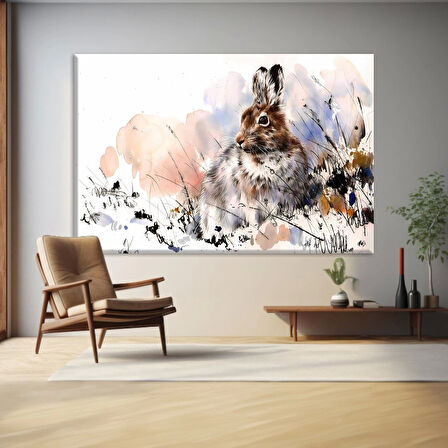 Tavşan ve Papatyalar Kanvas Tablo