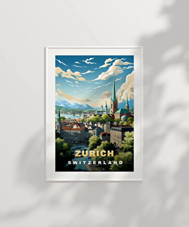 Çerçevesiz Poster Zürih İsviçre Şehir Manzarası