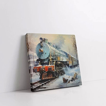 Buharlı Tren Kare Kanvas Tablo
