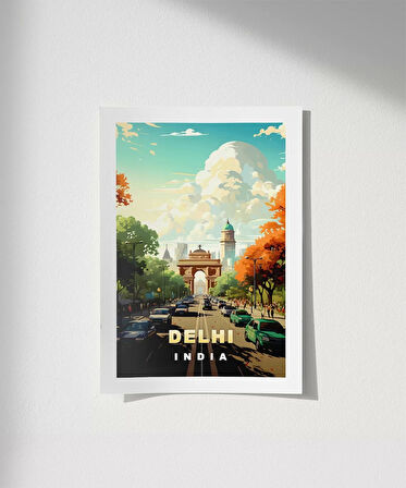 Çerçevesiz Poster Delhi'nin Renkli Yolları