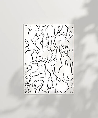 Çerçevesiz Poster Modern Sanat Stilinde Soyut Nü Desenli
