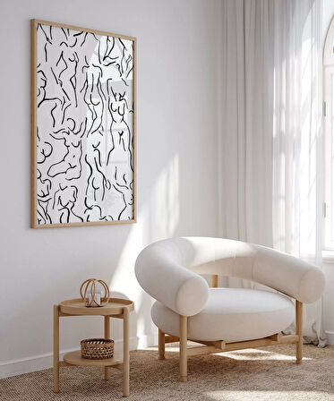 Çerçevesiz Poster Modern Sanat Stilinde Soyut Nü Desenli