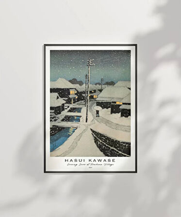 Çerçevesiz Poster Hasui Kawase Terashima Köyü'nde Akşam Karı