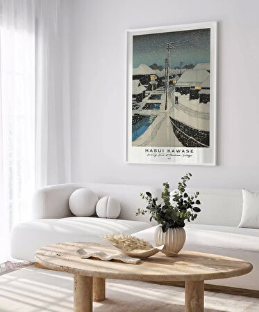 Çerçevesiz Poster Hasui Kawase Terashima Köyü'nde Akşam Karı