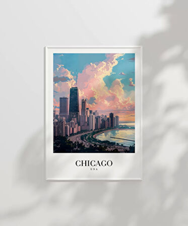 Çerçevesiz Poster Michigan Gölü Kıyısında Chicago