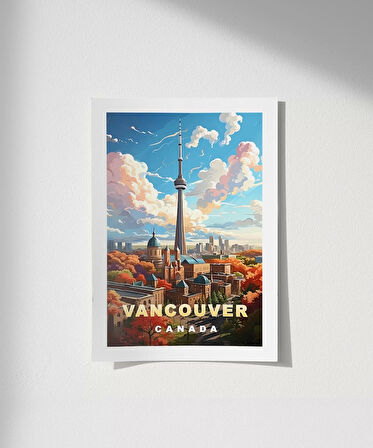 Çerçevesiz Poster Vancouver ve Sonbahar Renkleri Şehir
