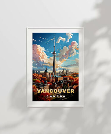 Çerçevesiz Poster Vancouver ve Sonbahar Renkleri Şehir