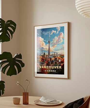 Çerçevesiz Poster Vancouver ve Sonbahar Renkleri Şehir