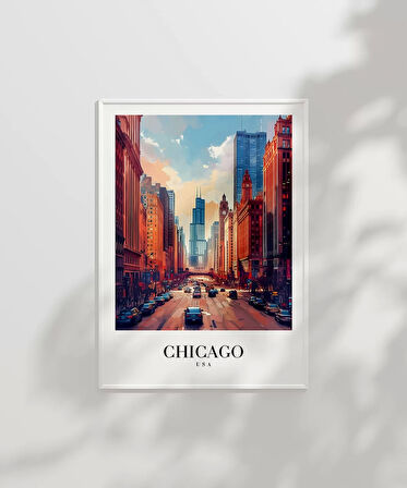 Çerçevesiz Poster Chicago Şehir Merkezi