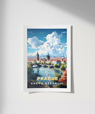 Çerçevesiz Poster Vltava Nehri Üzerinde Prag