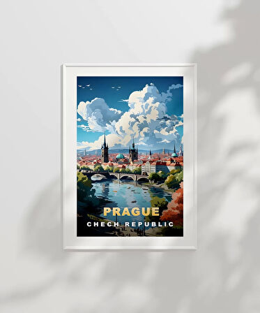 Çerçevesiz Poster Vltava Nehri Üzerinde Prag