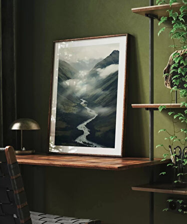 Çerçevesiz Poster Sisler İçinde Nehir