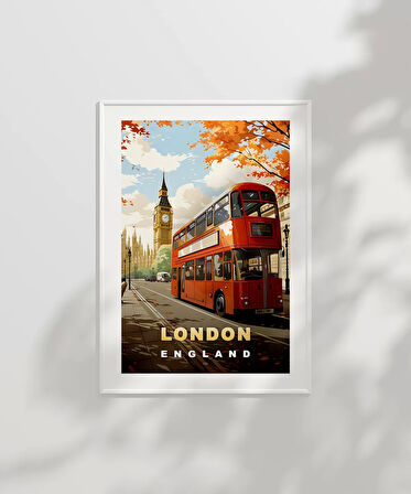 Çerçevesiz Poster London İkonik Çift Katlı Otobüs