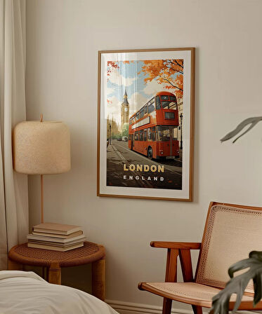 Çerçevesiz Poster London İkonik Çift Katlı Otobüs