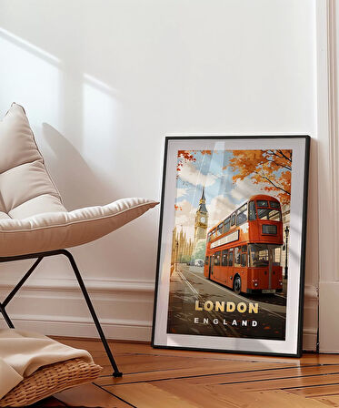 Çerçevesiz Poster London İkonik Çift Katlı Otobüs