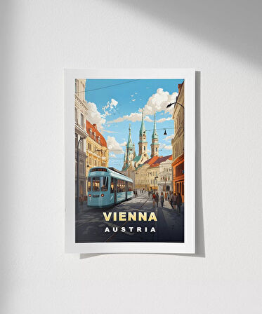 Çerçevesiz Poster Viyana’nın Tarihi Sokakları ile Sanat