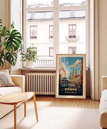 Çerçevesiz Poster Viyana’nın Tarihi Sokakları ile Sanat