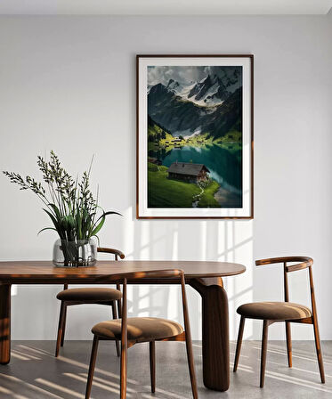 Çerçevesiz Poster Beyaz Zirveler ve Yeşil Vadi