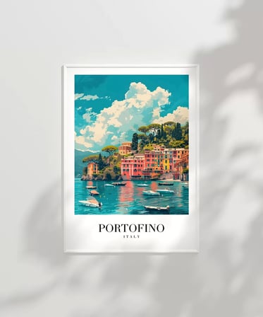 Çerçevesiz Poster Portofino'nun Renkli Kıyıları