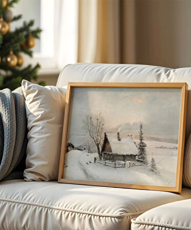 Çerçevesiz Poster Karlar Altında Sıcak Yuva