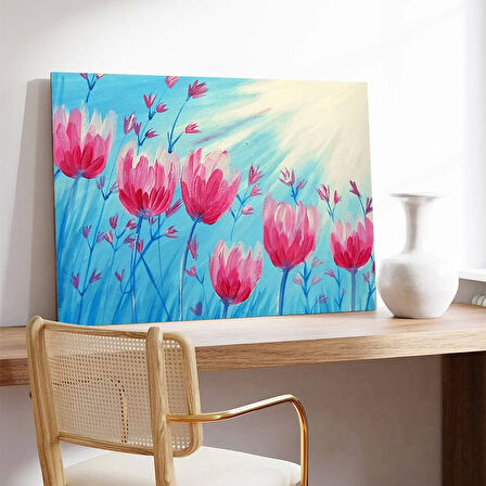 Pembe Laleler Kanvas Tablo