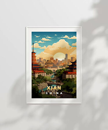 Çerçevesiz Poster Xi'an Tarihi ve Modern Perspektif Sanatsal