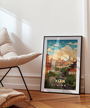 Çerçevesiz Poster Xi'an Tarihi ve Modern Perspektif Sanatsal