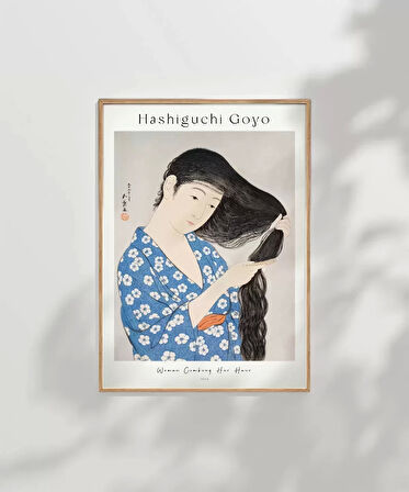 Çerçevesiz Poster Hashiguchi Goyo Saçını Tarayan Kadın