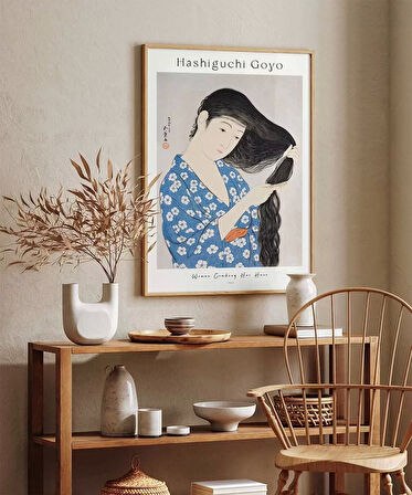 Çerçevesiz Poster Hashiguchi Goyo Saçını Tarayan Kadın