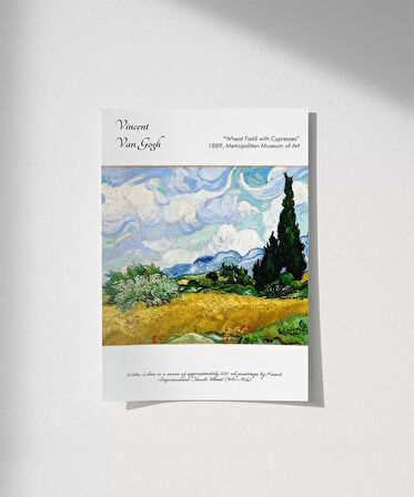 Çerçevesiz Poster Vincent Van Gogh Buğday Tarlası ve Selviler (2)