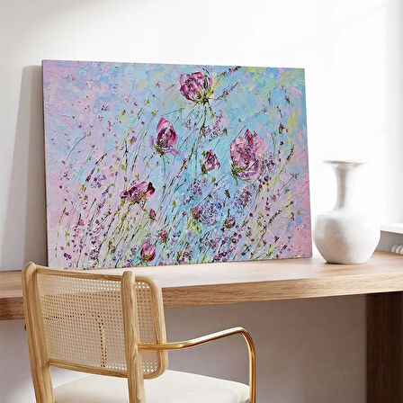 Soyut Pembe Çiçek Kanvas Tablo