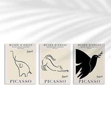 Çerçevesiz Poster Picasso Minimal Çizgi Sanatı 3'lü