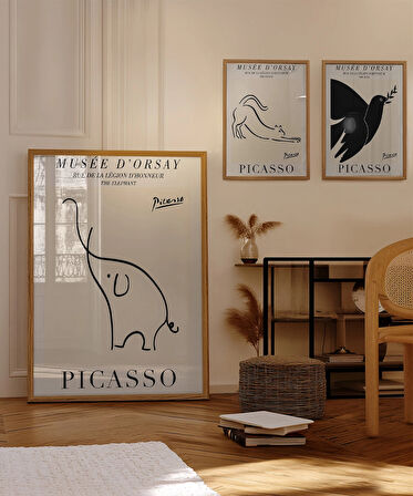 Çerçevesiz Poster Picasso Minimal Çizgi Sanatı 3'lü