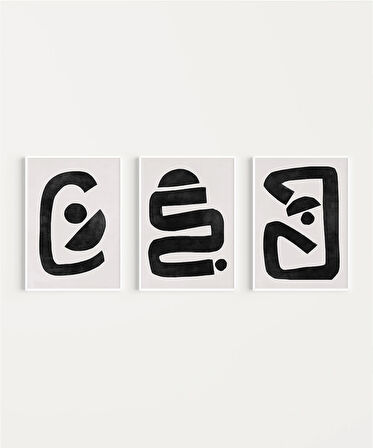 Çerçevesiz Poster Soyut Kompozisyon Sanatı 3'lü