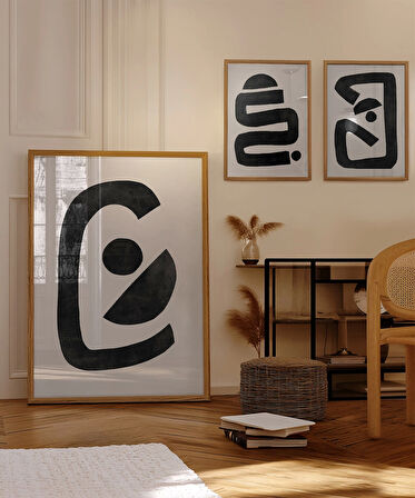 Çerçevesiz Poster Soyut Kompozisyon Sanatı 3'lü