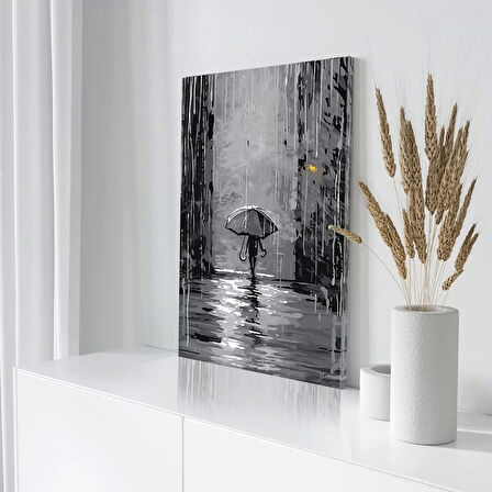 Yağmur Altında Yalnızlık Kanvas Tablo